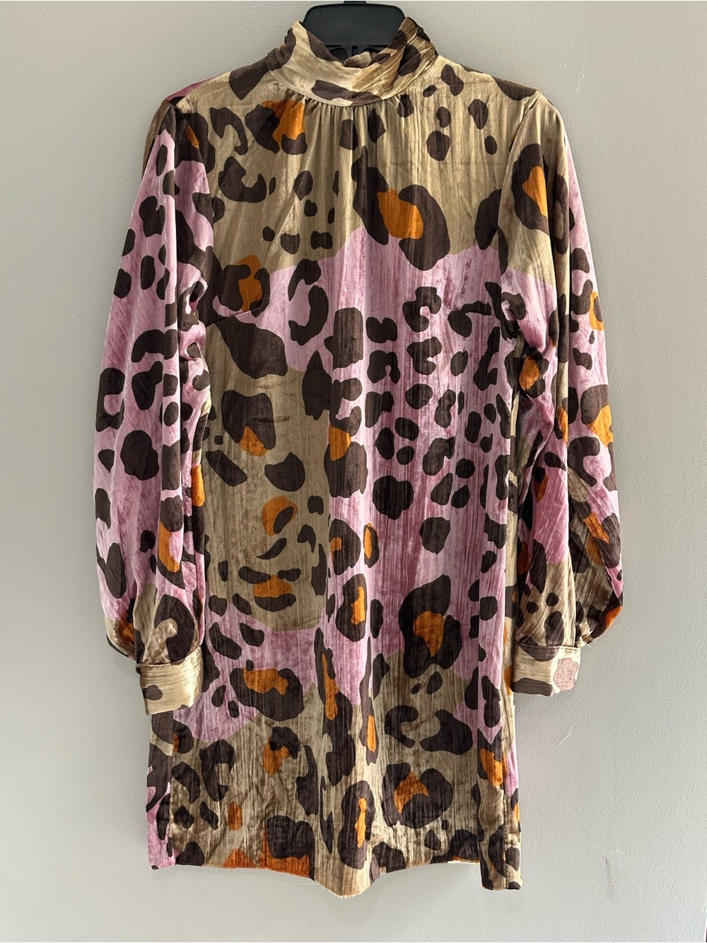 Anthropologie Multicolor Leopard-Print High-Neck Mini Dress - Picture 2 of 12